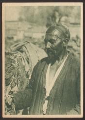 Uzbek with a hawk - old postcard of the 1920's