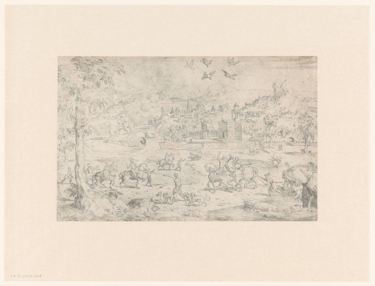 Landscape with Falconry on Herons