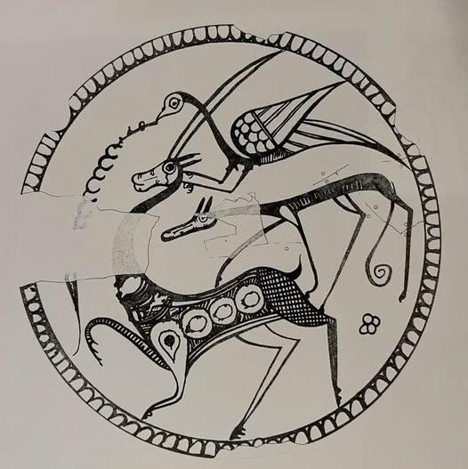 Sighthound with Antelope and Bird, found in Portugal, 9th c.