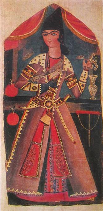 Young Man with Falcon (Qajar art, Art Museum of Georgia)