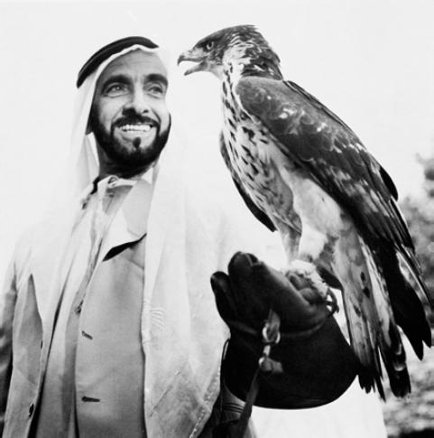 Zayed bin Sultan Al Nahayan with a falcon